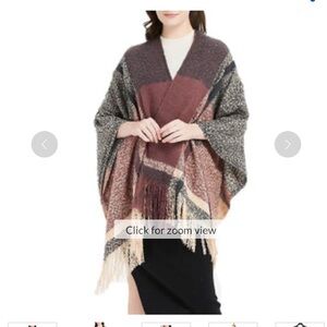 Woven Heart Plaid Shawl O/S